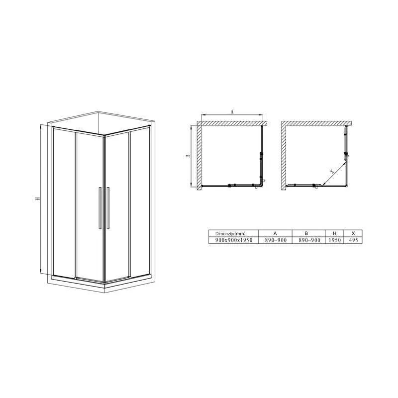 Tuš paravan Oto 90x90 