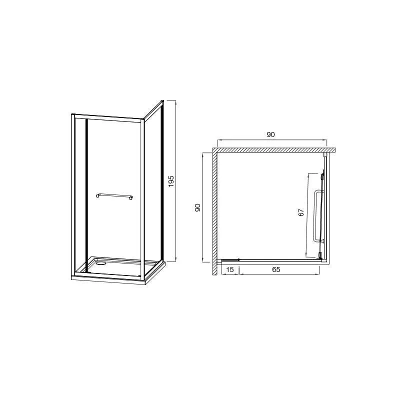 Tuš paravan Don Black 90x90 