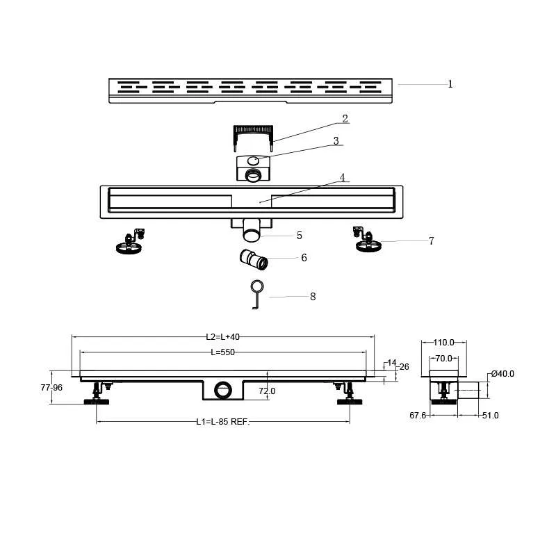 Tuš kanalica ZenFlow MB BZ8501 55 