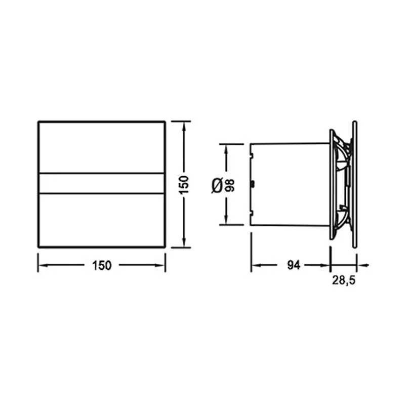 Ventilator za kupatilo E-100 displej timer crni 