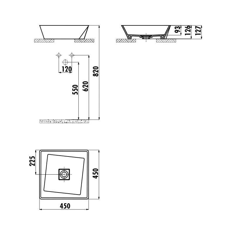 Geom nadgradni lavabo 45cm 