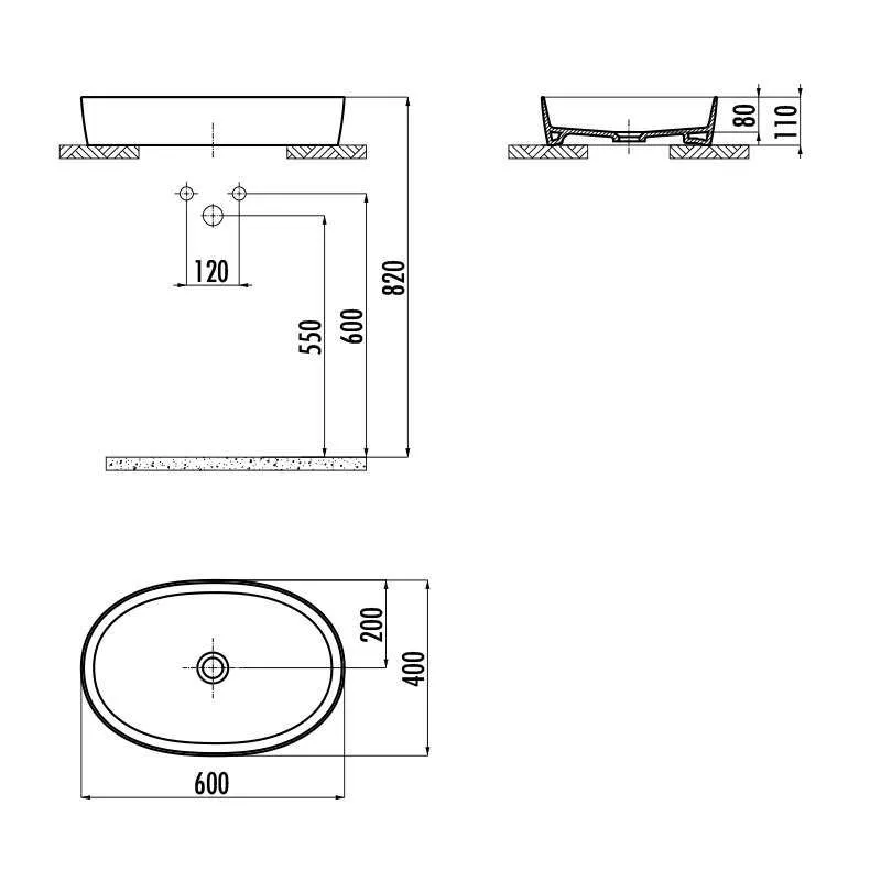 Loop lavabo ovalni 60cm 