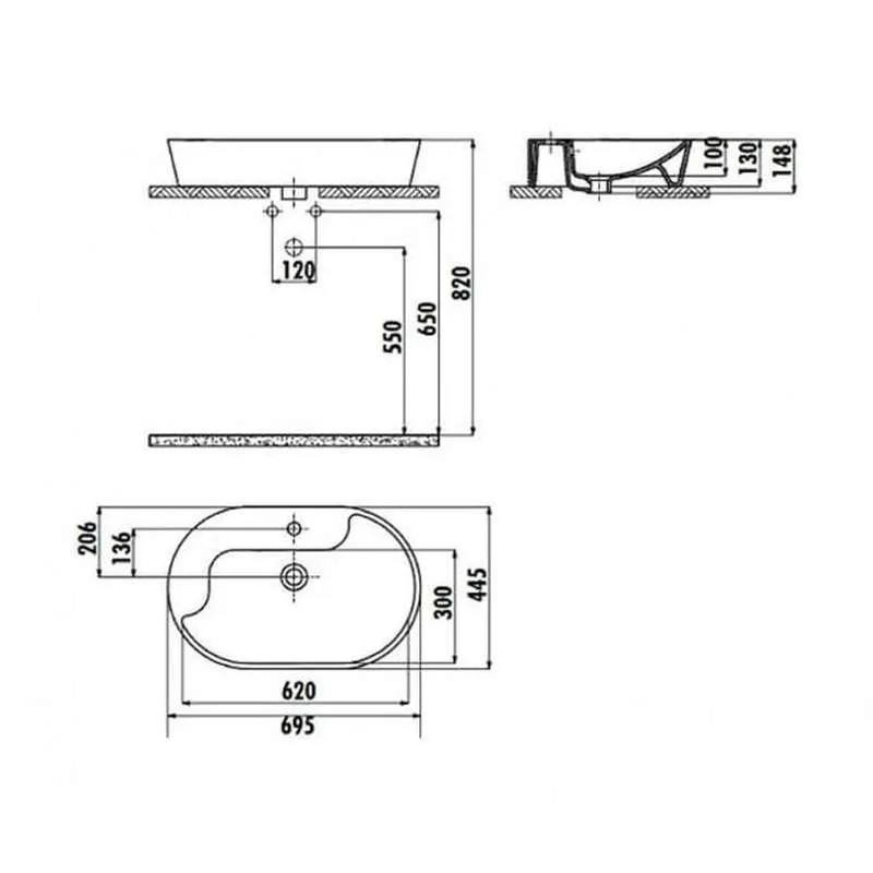 Topic lavabo 70cm 