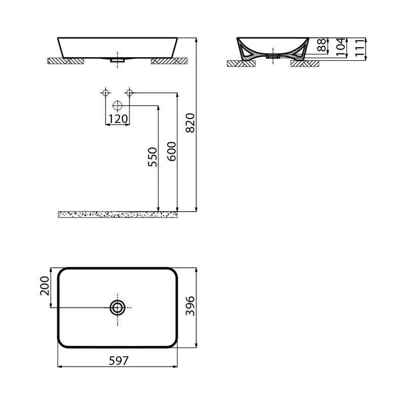 Ultra lavabo Basalt matt 60cm 