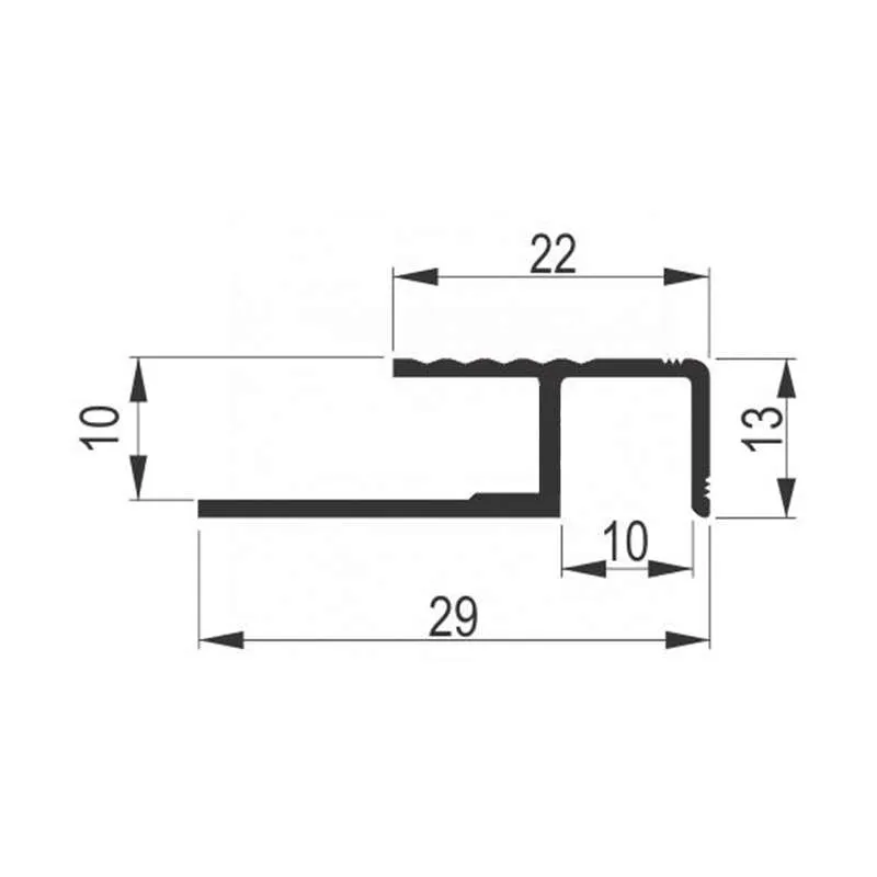 Lajsna za stepenice 10mm Mat srebro 3m 