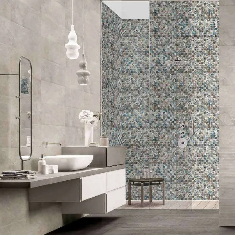 Mia Mosaic Antracite Flower 20x60cm 