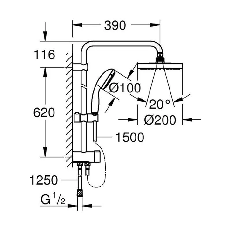 Tempesta 200 System usponski tuš 