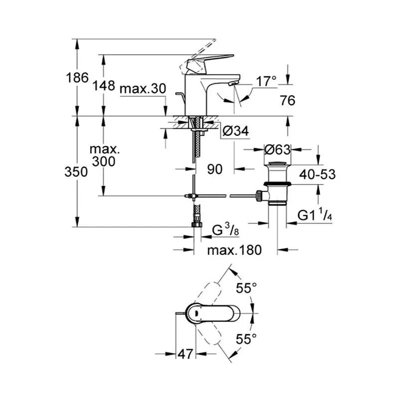 Eurosmart Cosmopolitan baterija za lavabo 32825000 