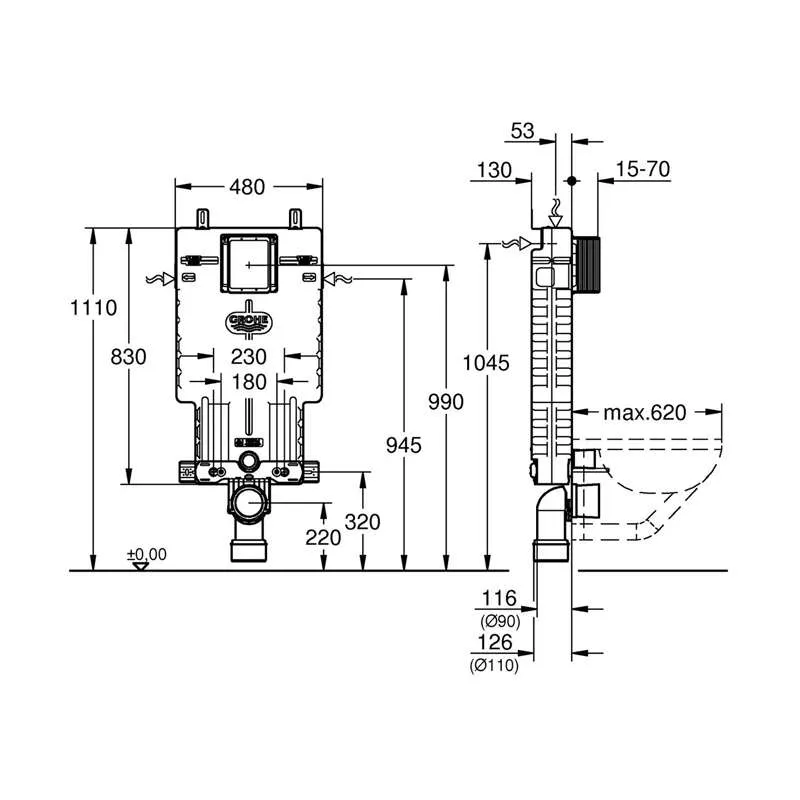 Grohe GD2 ugradni vodokotlić 