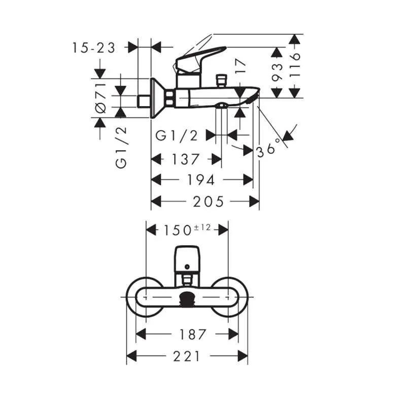 Logis Matt Black baterija za kadu 