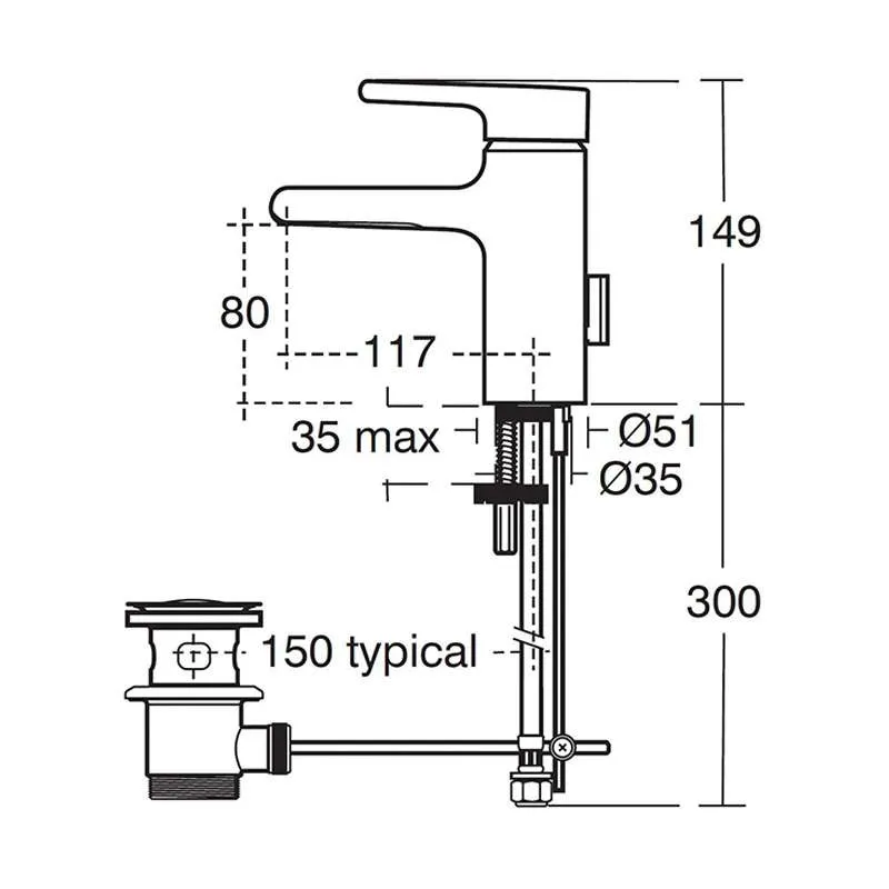 Attitude Waterfall baterija za lavabo 