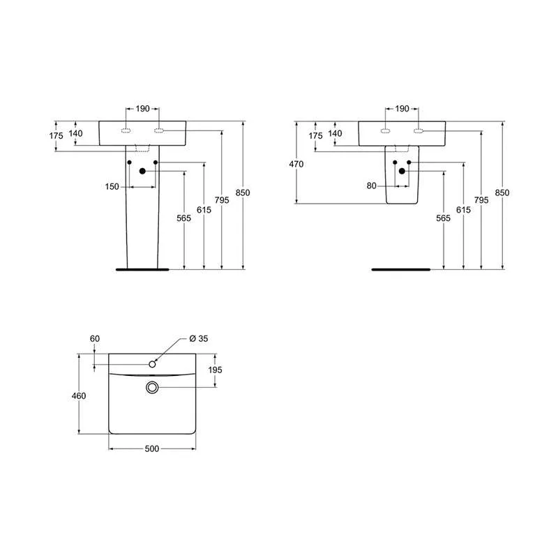Cube Connect lavabo 50cm 
