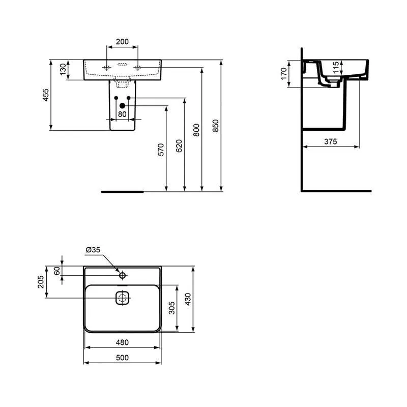 Strada II lavabo 50cm 