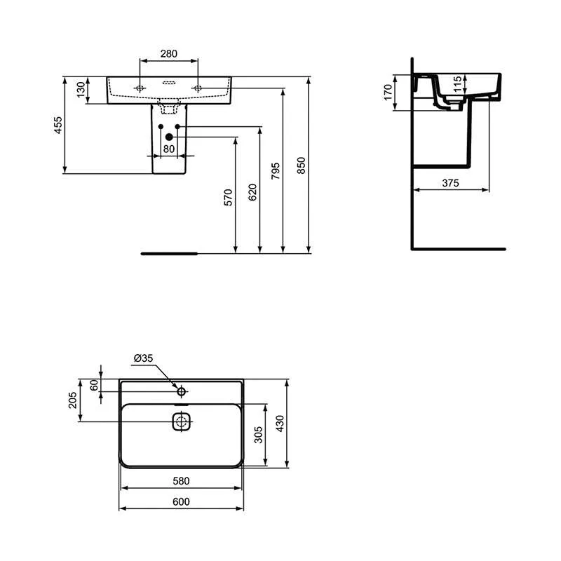 Strada II lavabo 60cm 