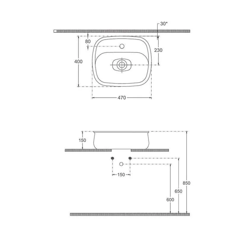 Fluido nadgradni lavabo 47cm 
