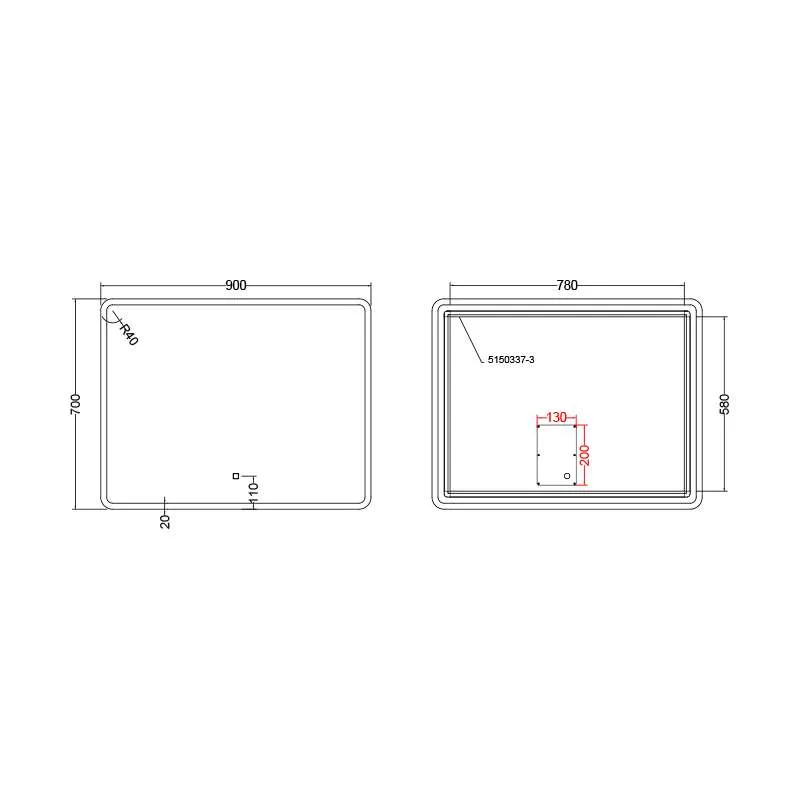 Ogledalo LED Neven 90x70 