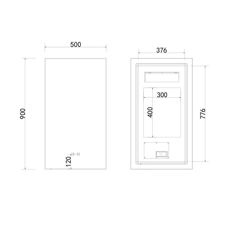 Ogledalo LED Oleander Black 50x90 