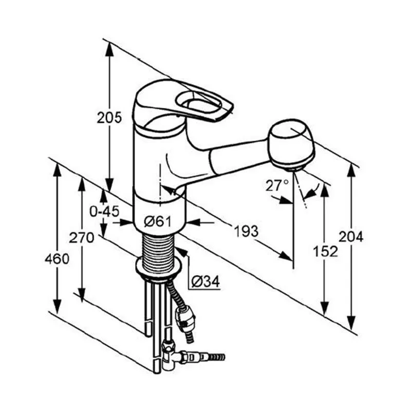 MX Baterija za sudoperu sa izvlačućim tušem 