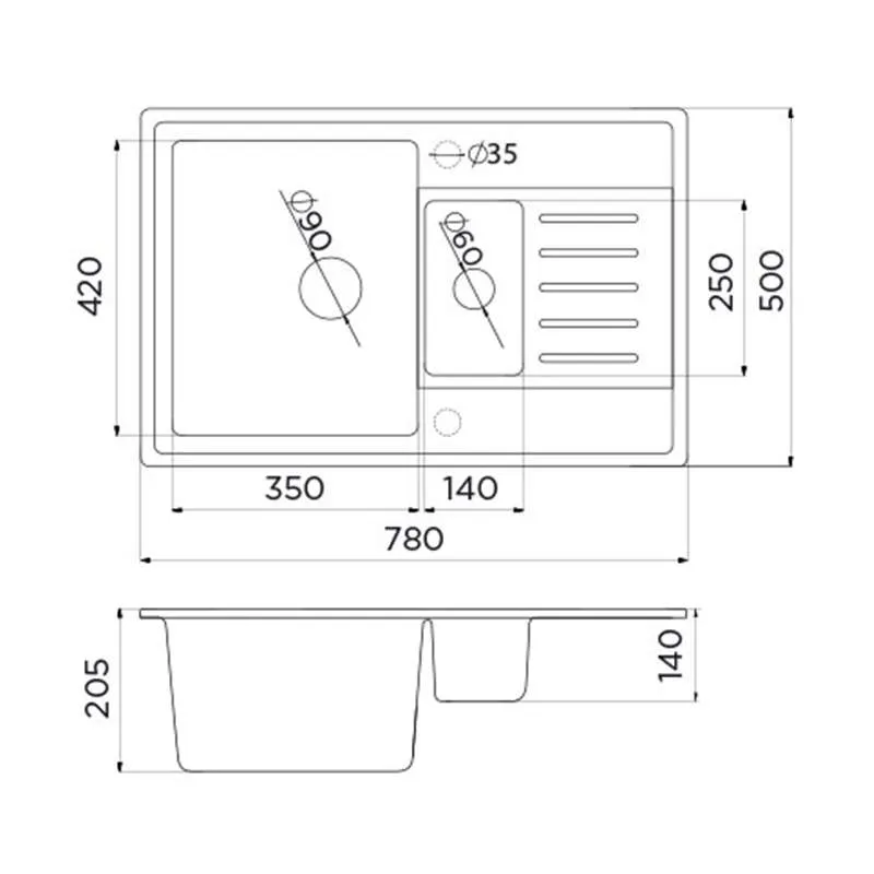 Granitna sudopera XQuadro Plus 1.5D bela 