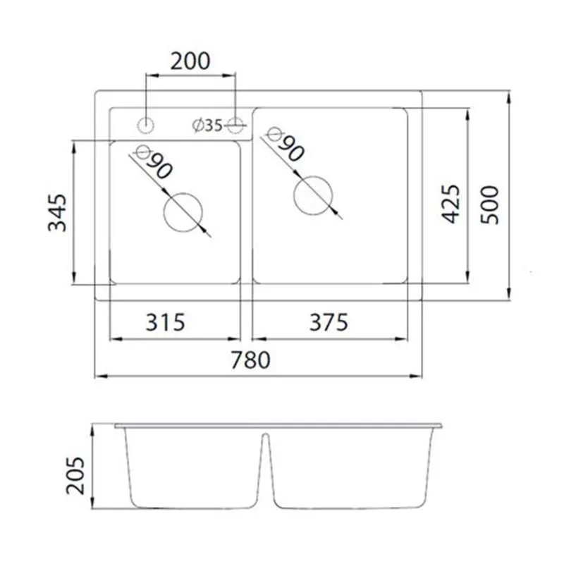 Granitna sudopera XQuadro Plus 2D bež 