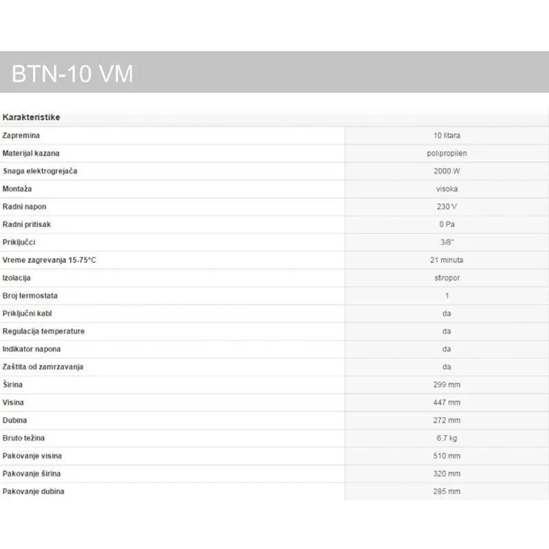 Termorad bojler 10l polipropilenski visokomontažni 