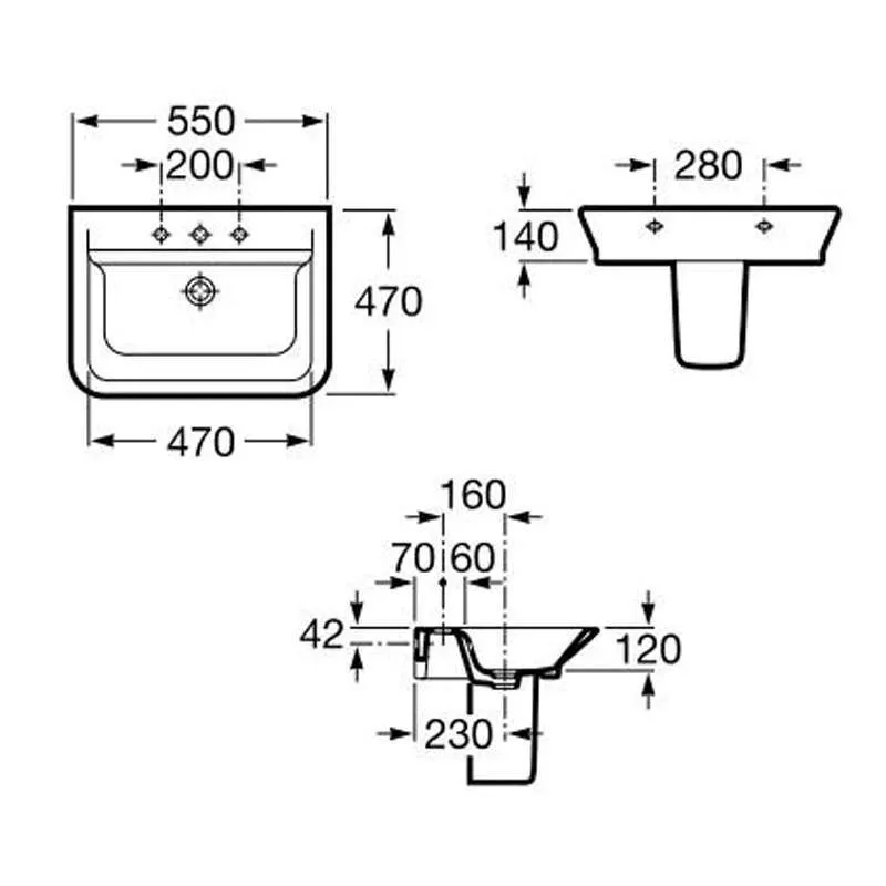 Gap konzolni lavabo 55cm 