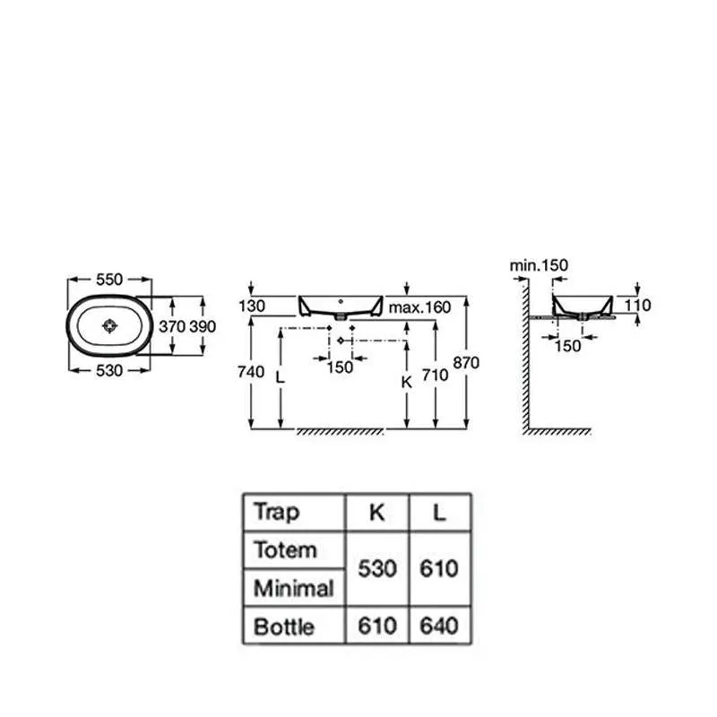 Gap nadgradni umivaonik 55cm ovalni 