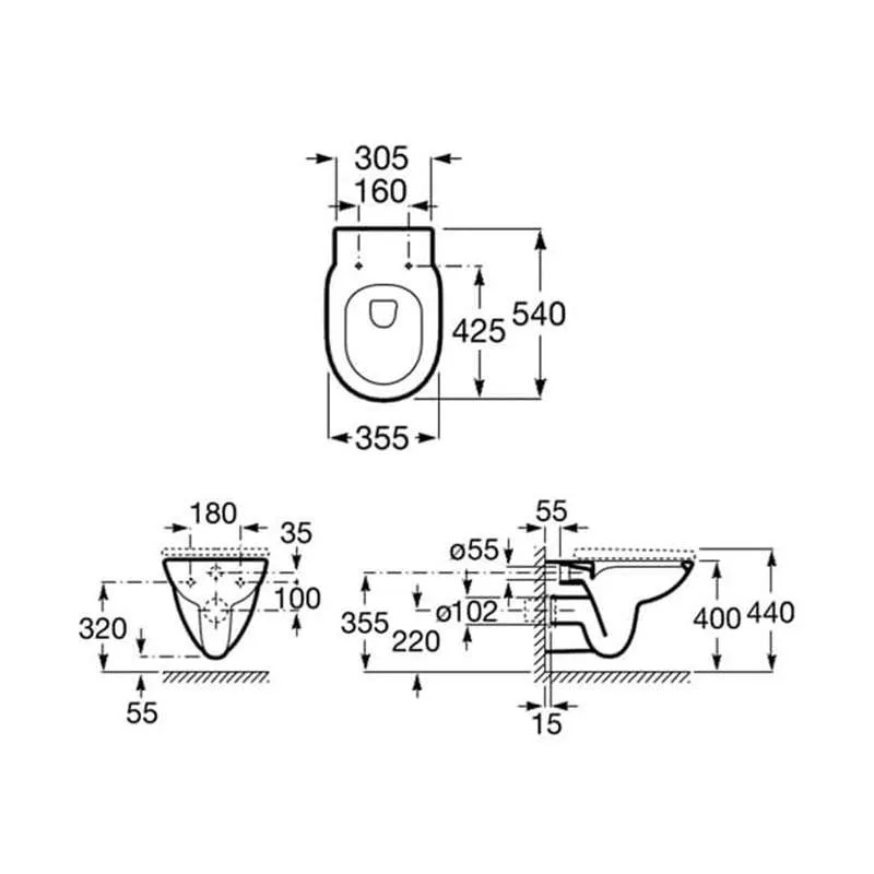 Debba Round rimless konzolna WC šolja 