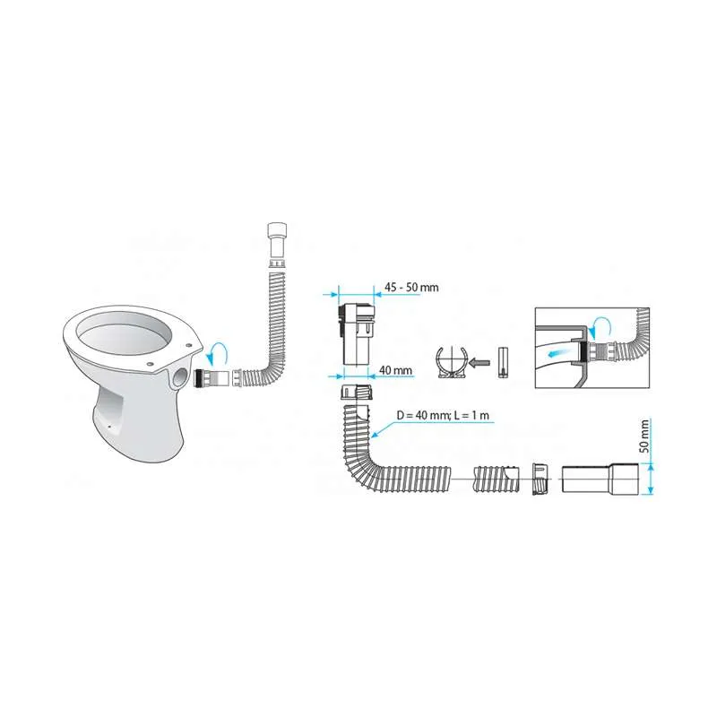 Veza WC šolje (i vodokotlića) 150cm 