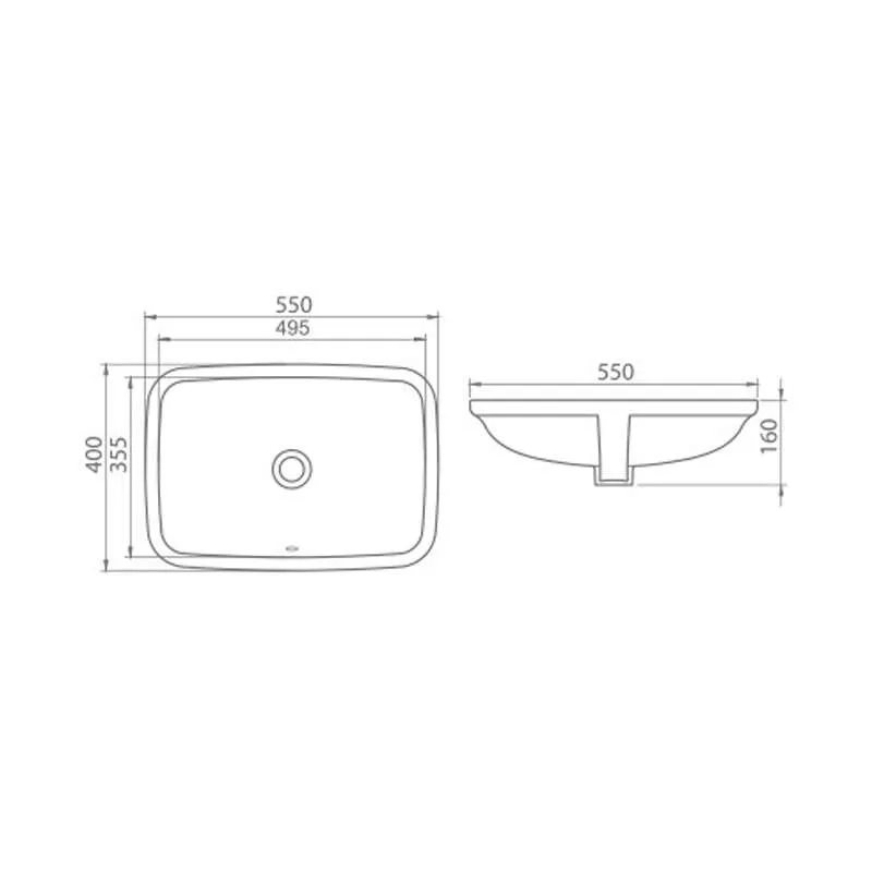 City lavabo 55cm podgradni 