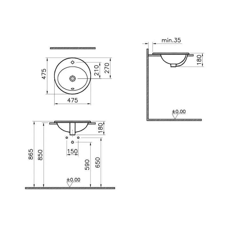 S20 ugradni lavabo 47.5cm 